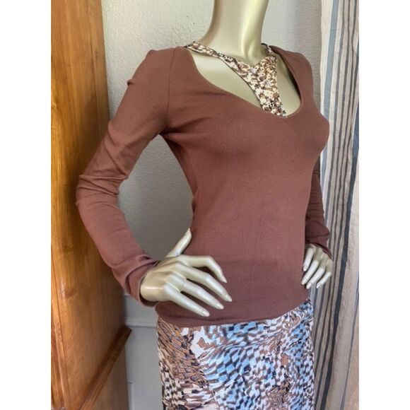 EUC Roberto Cavalli Beaded Rhinestone Racer Front Super Soft Sweater M - Picture 1 of 8